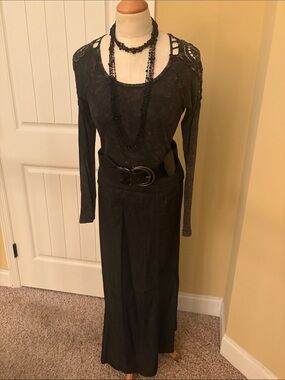 Black Denim Maxi Skirt